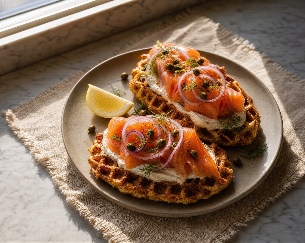 Savory Chaffles with Smoked Salmon