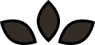 Black leaf-shaped symbol on a white background
